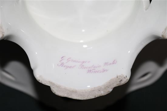 A rare pair of George Grainger & Co. Worcester topographical low footed dessert dishes, c.1846, width 27cm